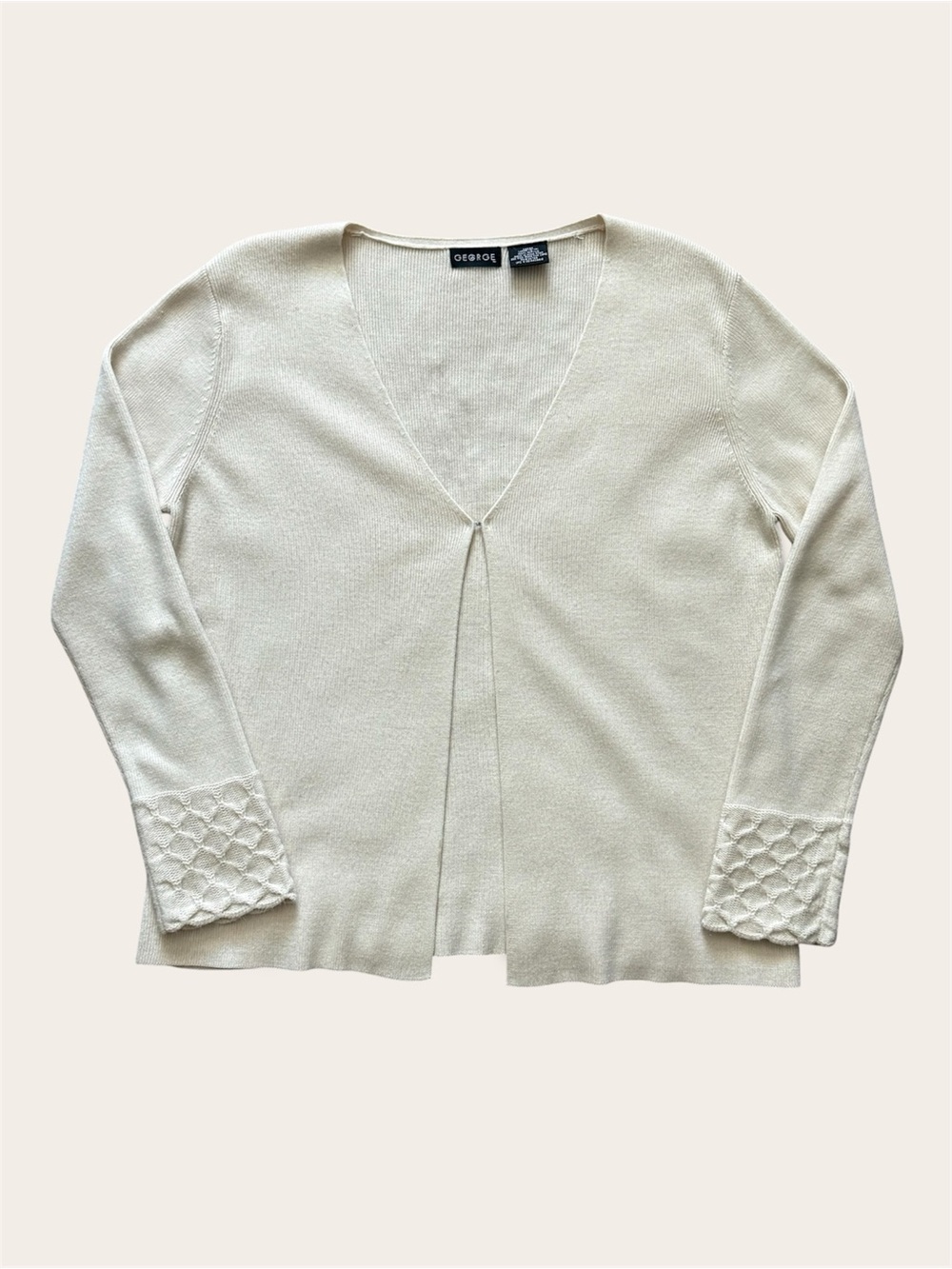 George Cream Open-Front V-Neck Cardigan